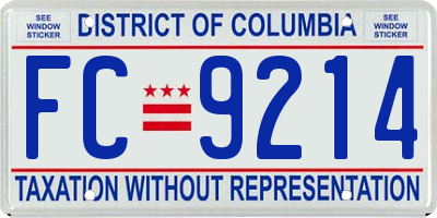 DC license plate FC9214