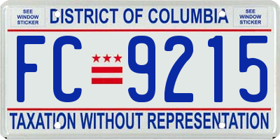 DC license plate FC9215