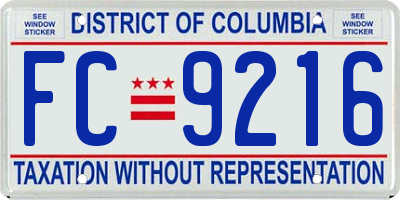 DC license plate FC9216