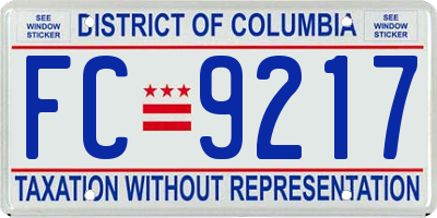 DC license plate FC9217