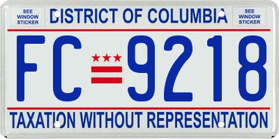 DC license plate FC9218