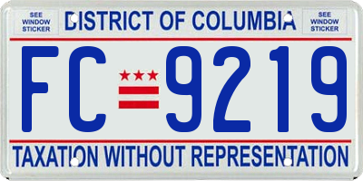 DC license plate FC9219