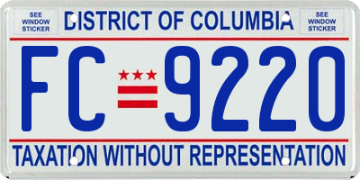 DC license plate FC9220