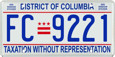 DC license plate FC9221