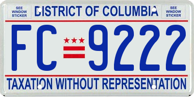 DC license plate FC9222