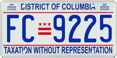 DC license plate FC9225