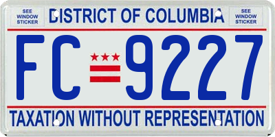 DC license plate FC9227