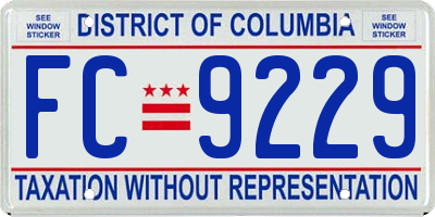 DC license plate FC9229