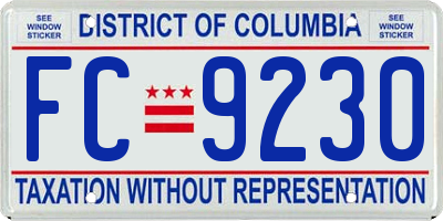 DC license plate FC9230