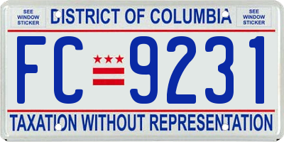 DC license plate FC9231