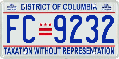 DC license plate FC9232