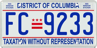 DC license plate FC9233