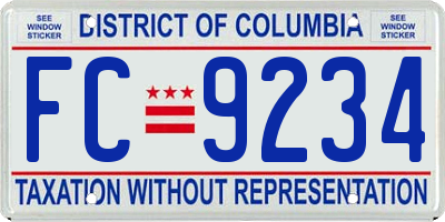 DC license plate FC9234