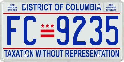 DC license plate FC9235