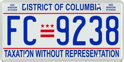 DC license plate FC9238