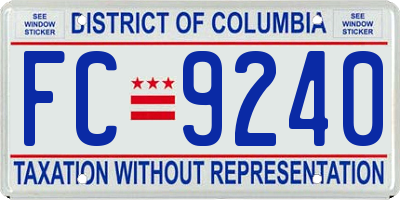 DC license plate FC9240