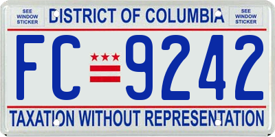 DC license plate FC9242