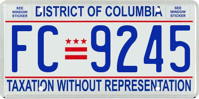 DC license plate FC9245