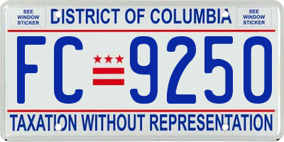 DC license plate FC9250