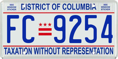 DC license plate FC9254