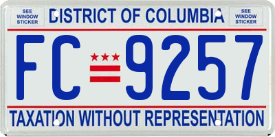 DC license plate FC9257