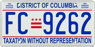 DC license plate FC9262