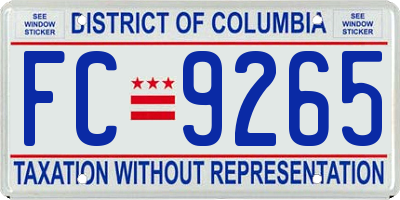 DC license plate FC9265