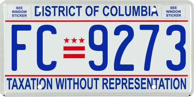 DC license plate FC9273