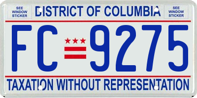 DC license plate FC9275