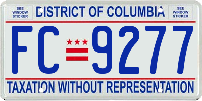 DC license plate FC9277