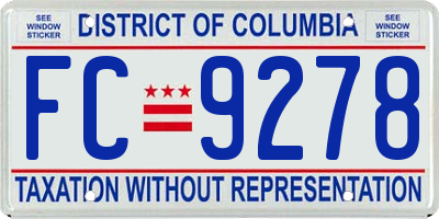 DC license plate FC9278