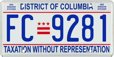 DC license plate FC9281