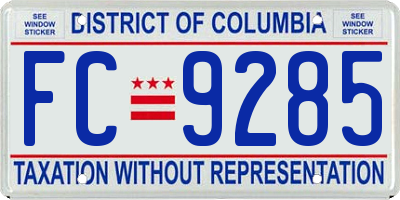 DC license plate FC9285