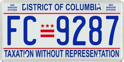 DC license plate FC9287