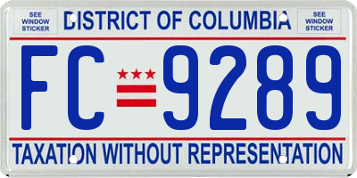 DC license plate FC9289