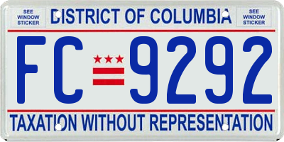 DC license plate FC9292