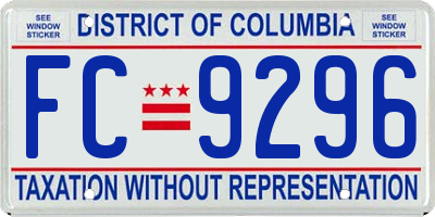 DC license plate FC9296