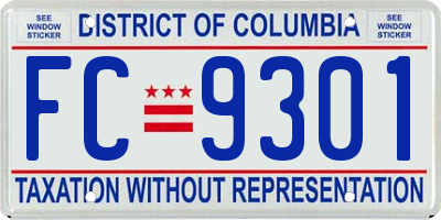 DC license plate FC9301