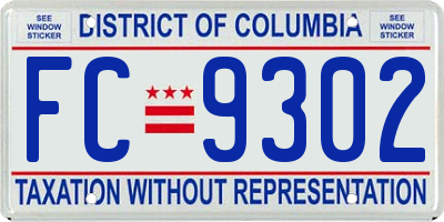 DC license plate FC9302