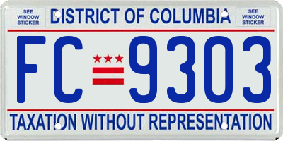 DC license plate FC9303