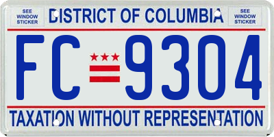 DC license plate FC9304