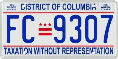 DC license plate FC9307