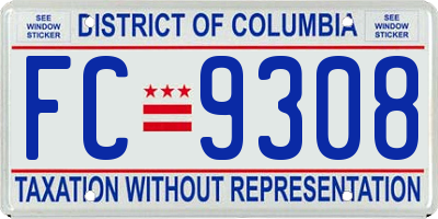 DC license plate FC9308