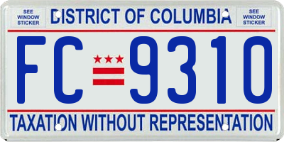 DC license plate FC9310