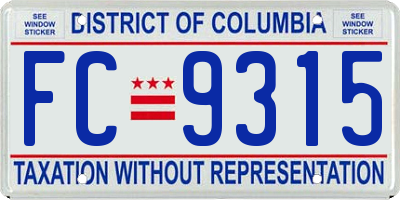 DC license plate FC9315