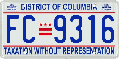 DC license plate FC9316