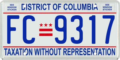 DC license plate FC9317