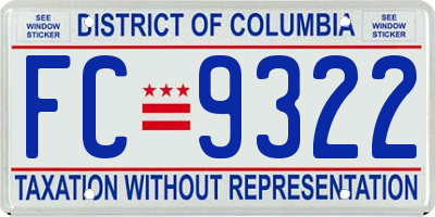 DC license plate FC9322