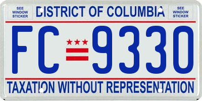 DC license plate FC9330