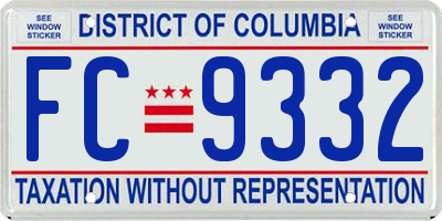 DC license plate FC9332